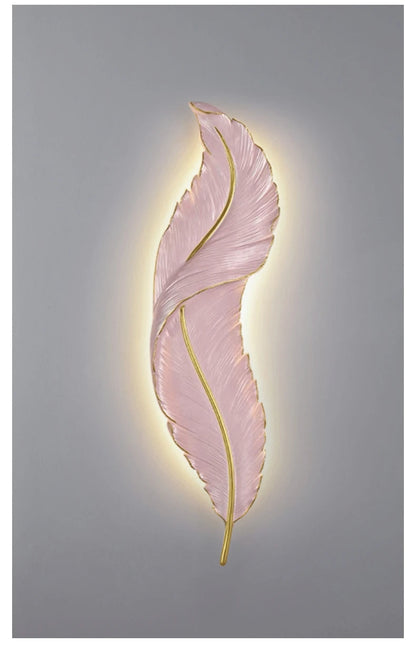 Nordic Feather Wall Lamp, Living Room, Bedroom, Headboard, Foyer, Creative Feather Lamp, Resin Aisle, Minimalist Background Ligh