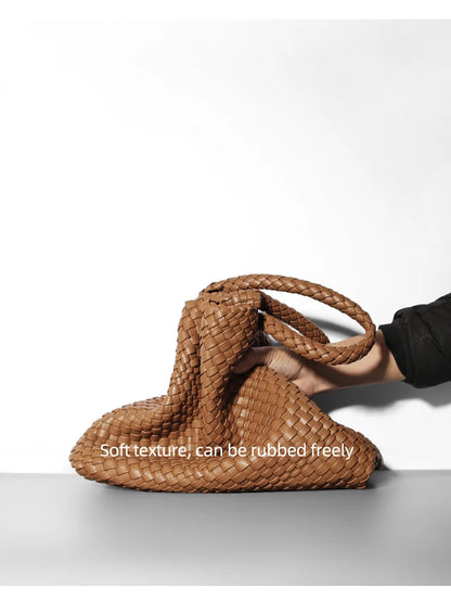 Large-Capacity Designer Knitting Fashion PU Leather Women's Shoulder Bag Handbags for Beach Travel Single-Shoulder Ladies Bag
