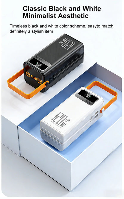 Gaiaray 50000mAh 80000mAh Portable Power Bank 120W Fast Charging Power Station Emergency Power Bank LED Charger for Home Camping