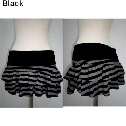 2026 New Women's Y2K Sexy Striped Color Block A-Line Mini Skirt Korean Japanese Streetwear Harajuku Niche Versatile Summer Skirt