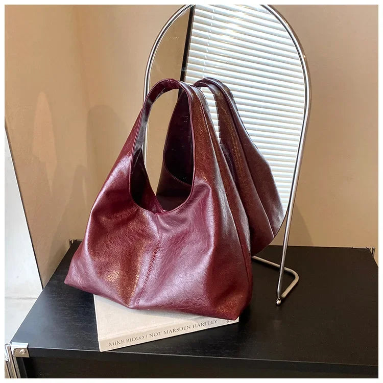 Large Capacity PU Leather Hobo Underarm Bags Autumn Winter Shoulder Bag for Women 2026 New Trend Y2K Handbags and Purses Tote