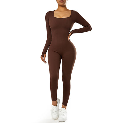 Women Autumn Winter Long Sleeve Jumpsuits Bodycon Slim Fit Streetwear Overall One Piece Bodysuits Outfit Yoga Jumpsuit Women