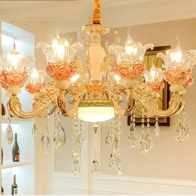 Luxury Living Room Chandelier Crystals Glass Hall Main Pendant Lamps Restaurant Bedroom French Creative Hanging Light Luminaire