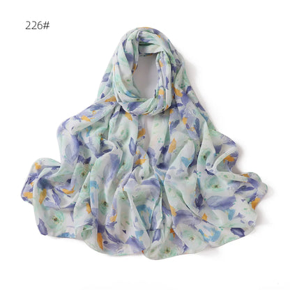 66 Colors Pearl Chiffon Printed Hijab Scarf New Fresh Small Floral Polka Dot Sunscreen Silk Scarf Shawl Turbans for Women Hijabs