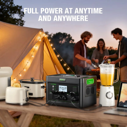 EBL Portable Power Station 2400W (Peak 4800W), 1843.2Wh LiFePO4 Solar Generator for Home Backup, RV & Camping, Fast 1.6H Recharge, 12 Output Ports with 4×120V Pure Sine Wave AC Outlets