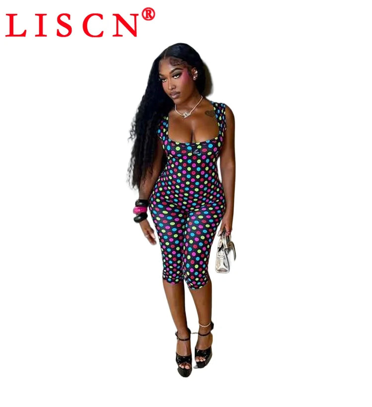 10 Bulk Items Wholesale Lots Jumpsuits for Women Sexy Sleeveless Printing Bodycon Rompers Party Club Clothes K17340
