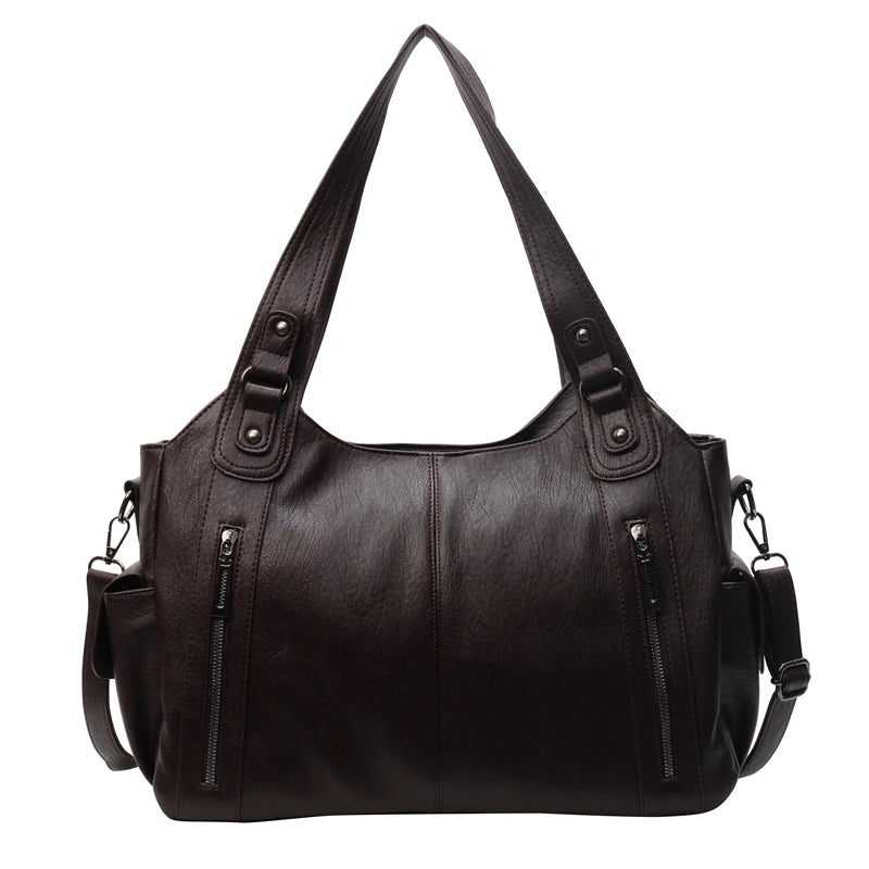 New Large Capacity Soft Leather Women's Handbag Fashion Trend Designer Women Shoulder Bag Simple Retro Female Travel Bags Sac