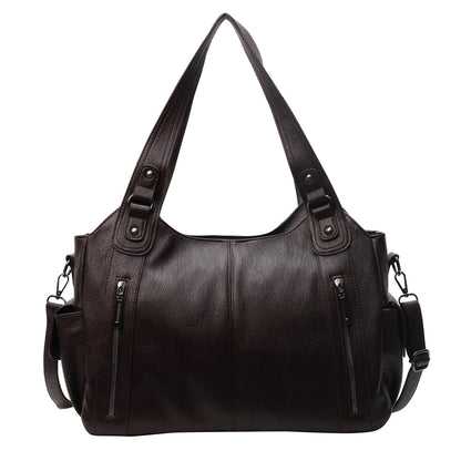 New Large Capacity Soft Leather Women's Handbag Fashion Trend Designer Women Shoulder Bag Simple Retro Female Travel Bags Sac
