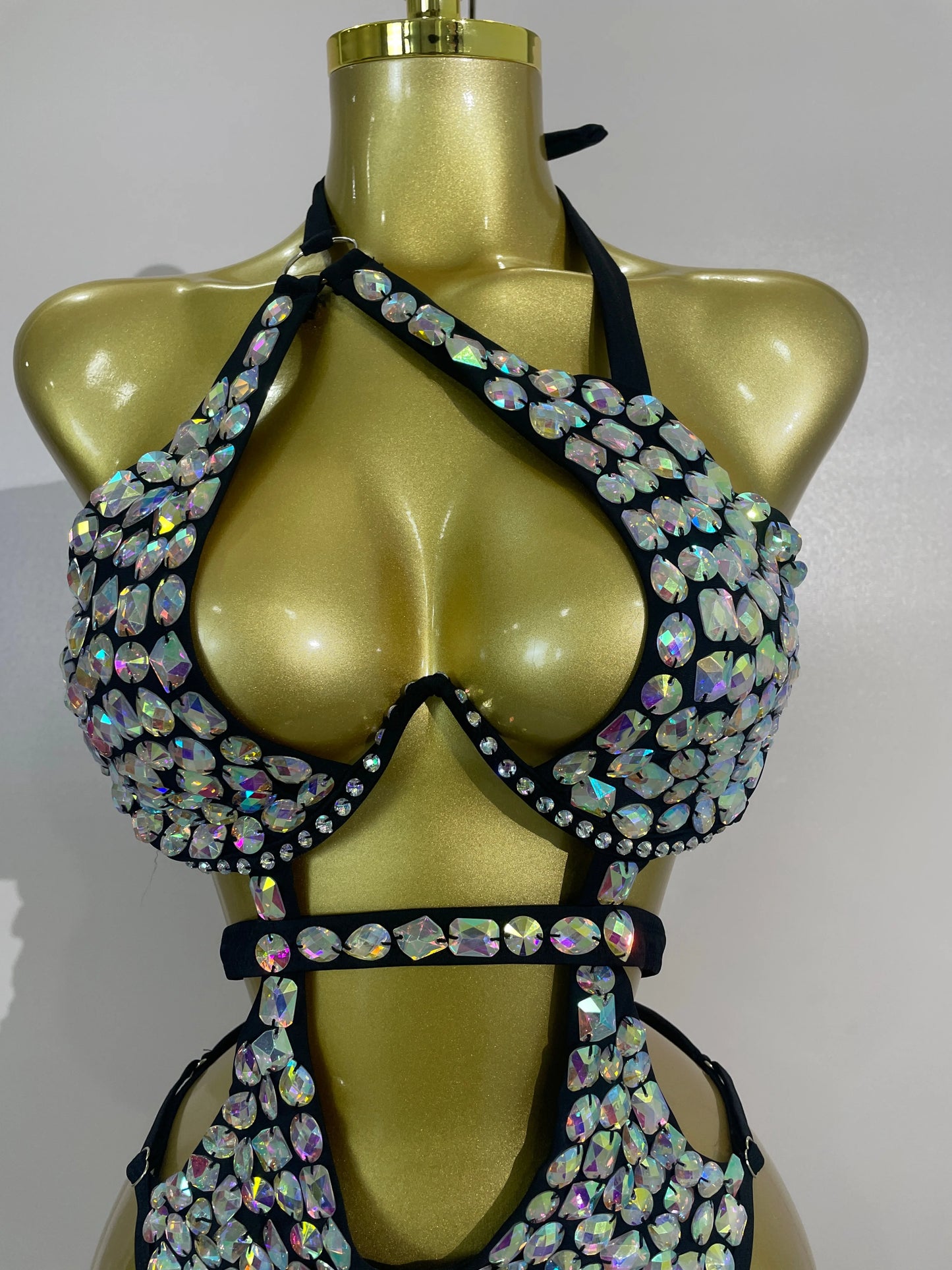 Sexy Sparkly Diamonds Swimsuit Bar Bikini 2026 Fashion Women Crystal Handmade One-piece Bodysuit Swimsuit Stage Photoshoot Wear