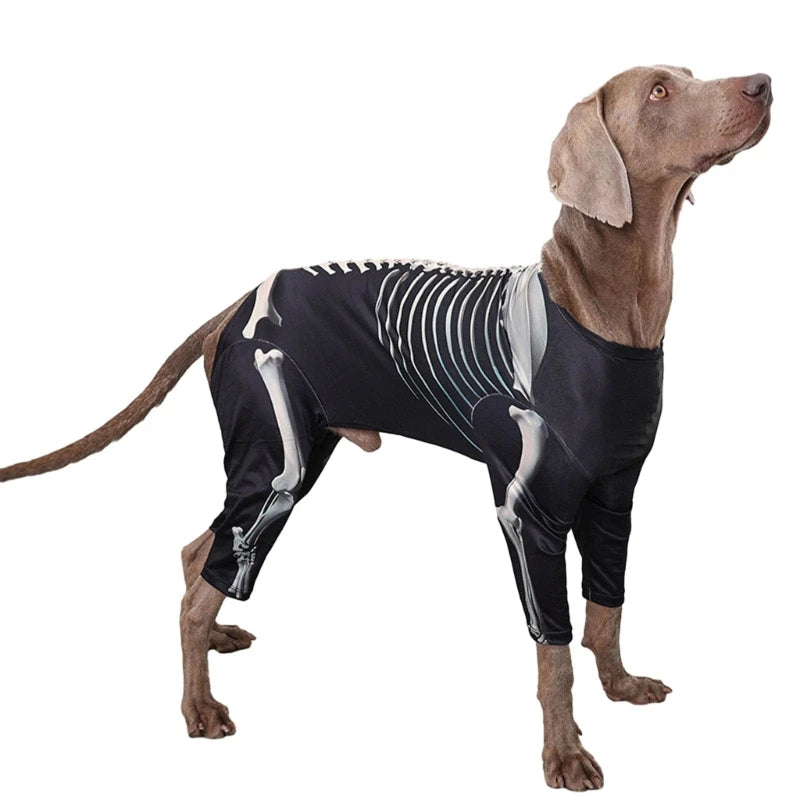 448B Dogs Hoodie Clothes 4Leg Sweatshirt Skeleton Costume Halloween Dog Cosplay Costume Hoody Sweater Medium Large Dog Suit