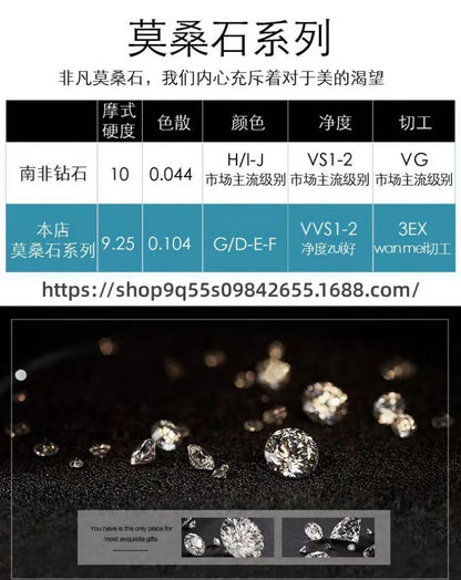 Women's Exaggerated Floral Head 3CT Moissanite Ring PT950 Platinum Band for Stylish Sparkling Party Engagement