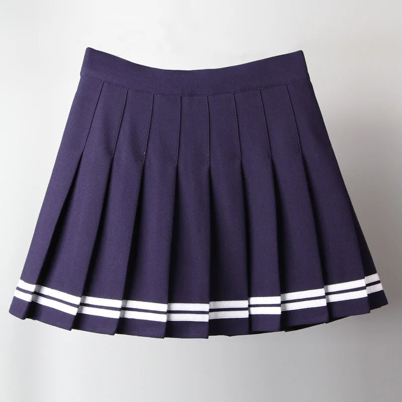 Kawaii Harajuku Skirts Preppy School Uniform High Waist Pleated Women Girls Lolita A-line Sailor Skirt