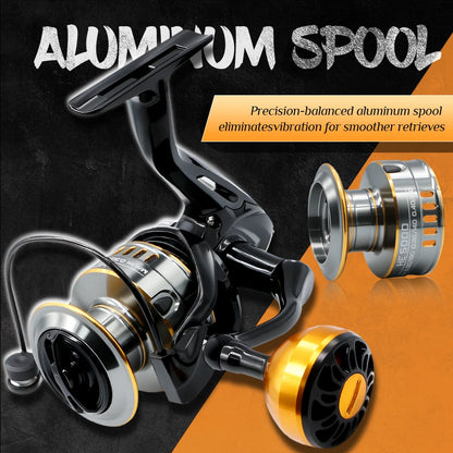 Rooblinos HE Spinning Reels Ultralight Metal 5.2:1 Gear Ratio 1000-7000 Saltwater Or Freshwater Big Max Drag Fishing Reels