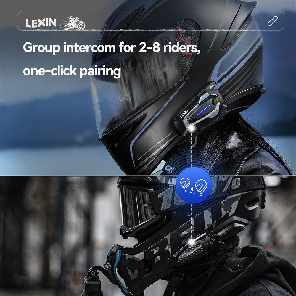 NEW-LEXIN G10 Motorcycle Helmet Intercom,8 riders Dual Qualcomm Bluetooth 5.1 intercom,Parallel Audio- intercom and stream music