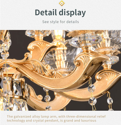 European Style Pendant Lamp Living Room Lamp Crystal Luxurious Atmosphere French Style Restaurant Lamp Duplex Building Lights