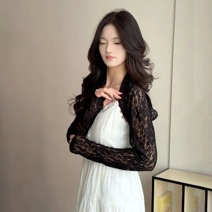Fashion Lace Mesh Women Sunshade Sleeves Hollow Out Long Sleeve UV Protection Sleeves Ice Silk Thin One Shoulder Sleeves Cycling