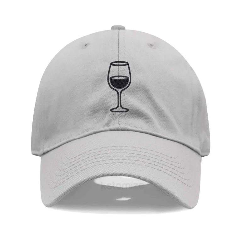 Wine Glass Embroidery Baseball Cap For Men Women Soft Cotton Adjustable Dad Hat Unisex Casual Sport Visor Golf Caps