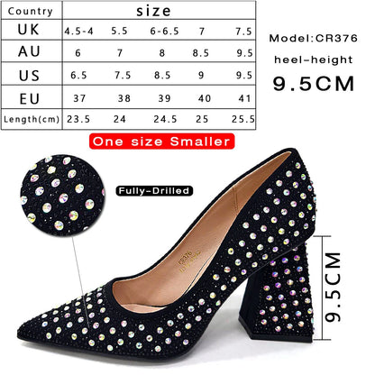 Venus Chan-Nigerian Heel Party for Women Yellow Shoes and Bag Set Rhinestone Handbag Italian Design Wedding INS 2024