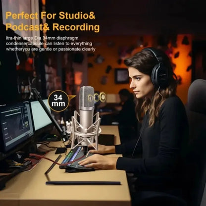 Condenser U87 AI XLR Microphone Professional Cardioid Studio Mic for Recording Podcasting Voice Over Streaming Home Studio