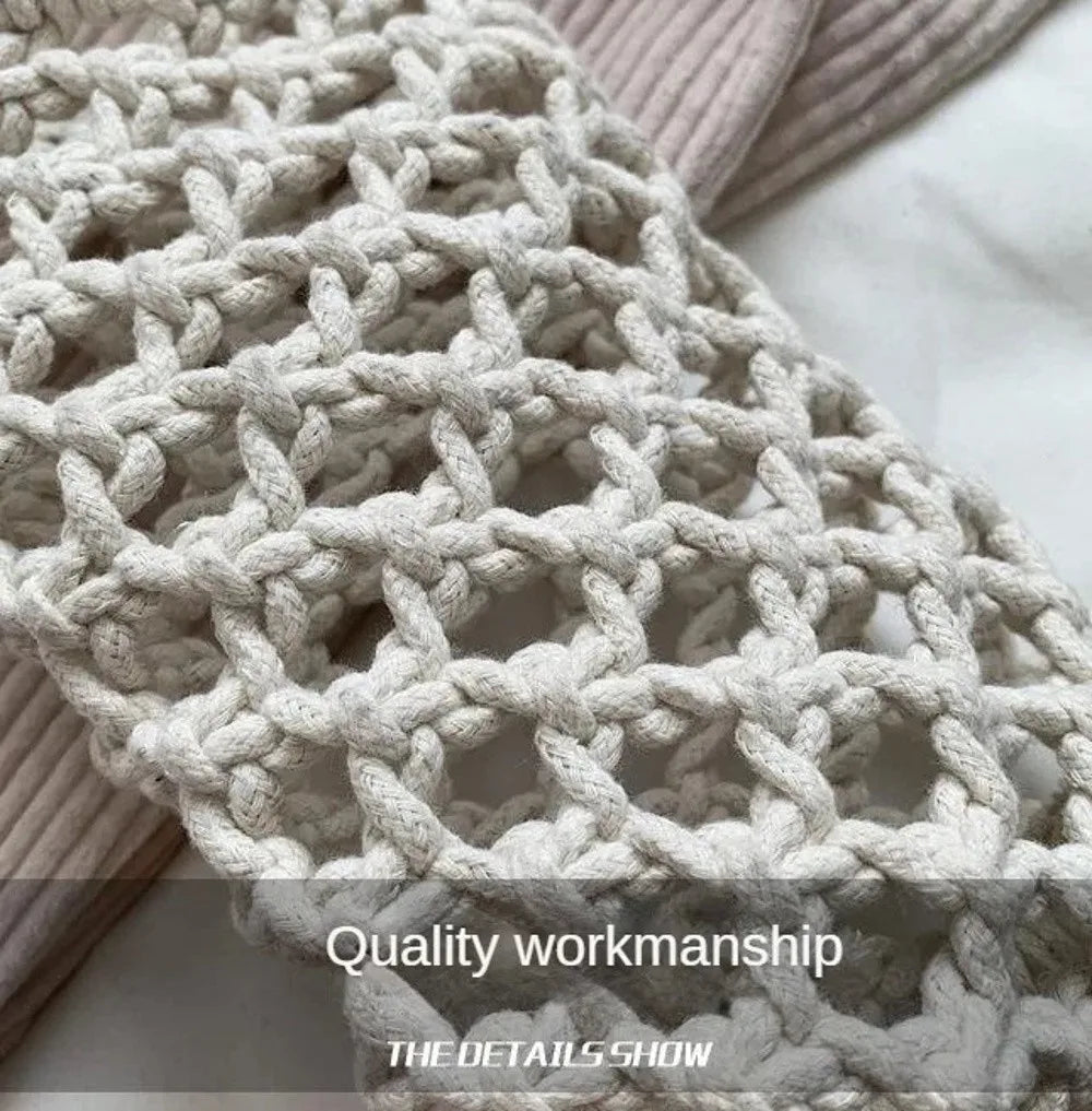 Hollow-out Woven Crochet Small Crossbody Phone Bag Women Fashion Solid Color Lightweight Braided Shoulder Handbag Crossbody Bags