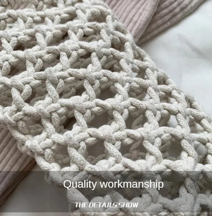 Hollow-out Woven Crochet Small Crossbody Phone Bag Women Fashion Solid Color Lightweight Braided Shoulder Handbag Crossbody Bags