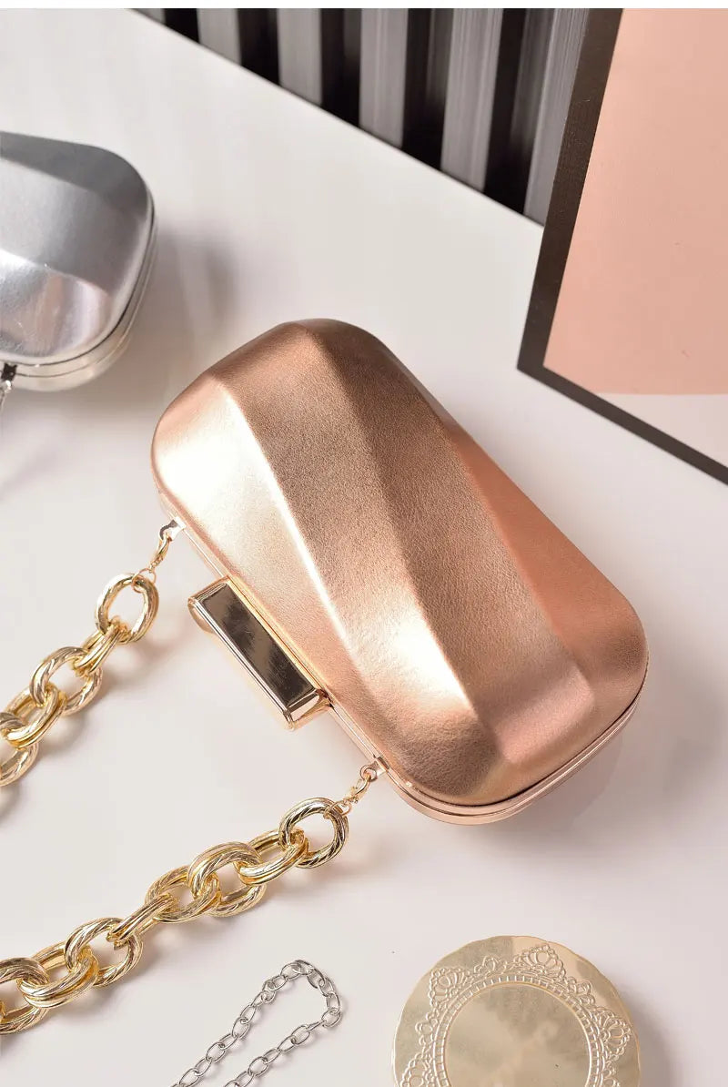 Golden Bag Ladies Oval Designer Luxury Handbags Irregular Dress Purse Fashion Buckle Party Women's Clutch Brand Cross Body Bag