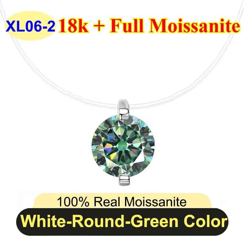 0.5ct-5ct Classic Fish Line Full Moissanite Necklace For Women S925 Silver Plated 18k D Color VVS1 Women's Moissanite Chain Gift