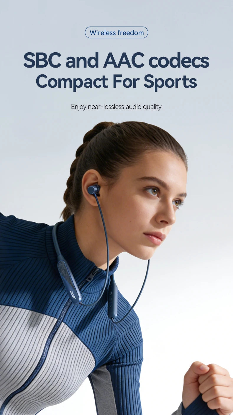 Acer Ohr561 Wireless Neckband Bluetooth Headphones, In-Ear Design, Comfortable to Wear, Bluetooth 5.4 Chip with Low Power Consumption, 20 Hours of Long-Lasting Battery Life, Dedicated for Sports and Running