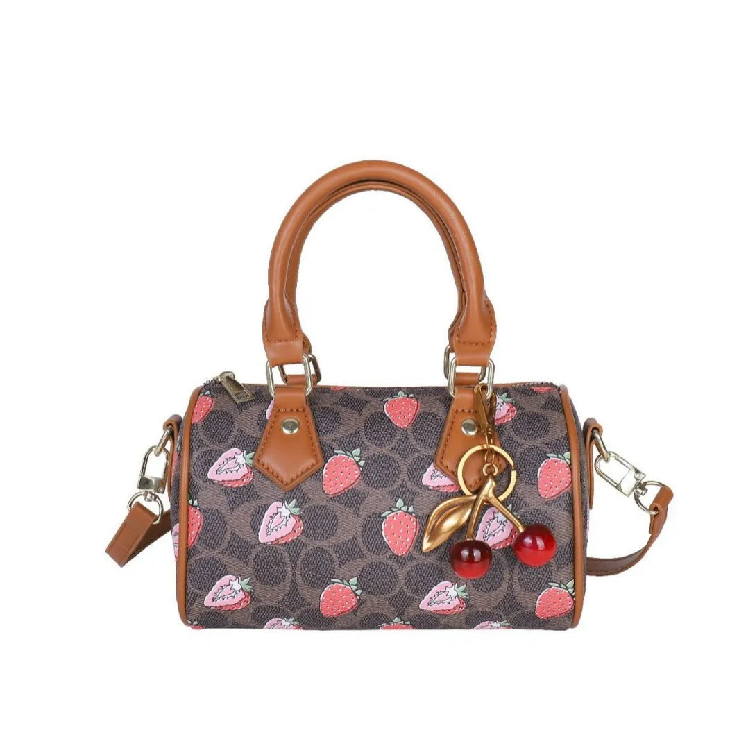 2026 Luxury Designers Crossbody Bags Cherry Pattern PU Leather Boston Handbag Shoulder Bags Bolsos Mujer Bags Woman Tote Bag