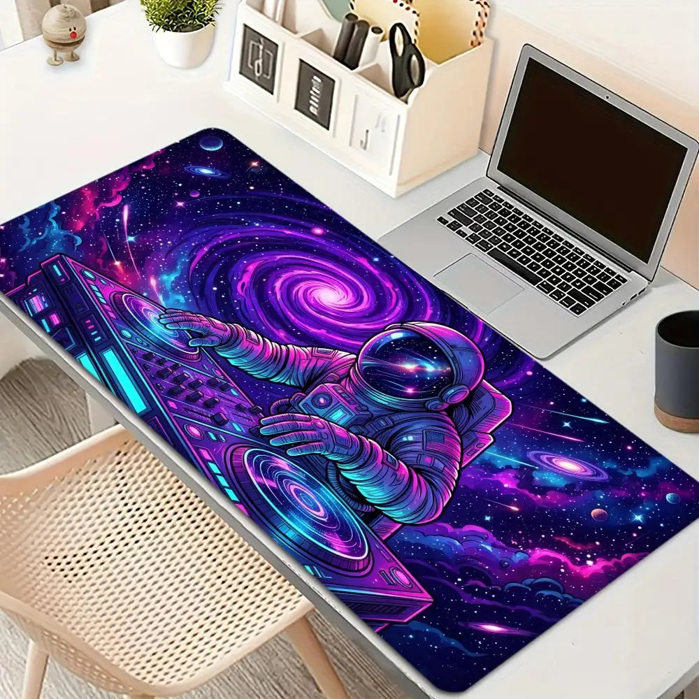 Space Astronaut DJ Mouse Pad Large Computer Office Game Table Mat Rubber Anti-slip Stitched Keyboard Mats 90x40 XXL Desk Pads