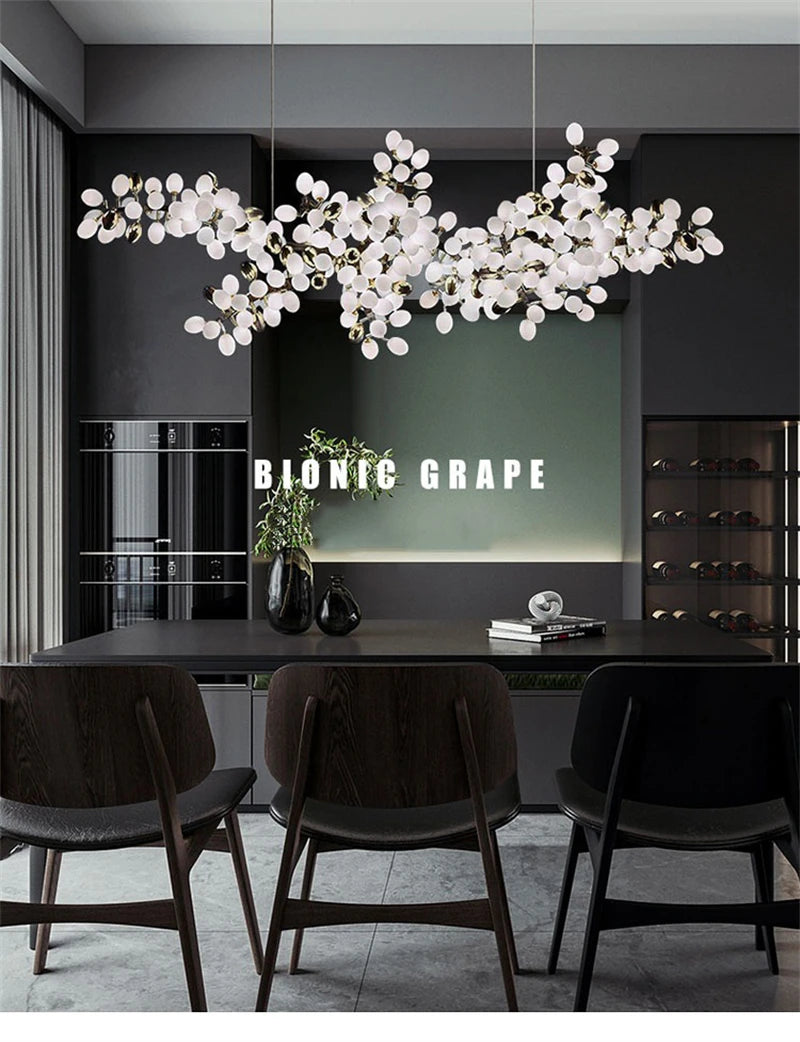 Nordic Luxury Grapes Bunch Hanging Chandelier Lamp for Dining Room Living Room Loft Villa Hotel Hall Decor Pendant Lights