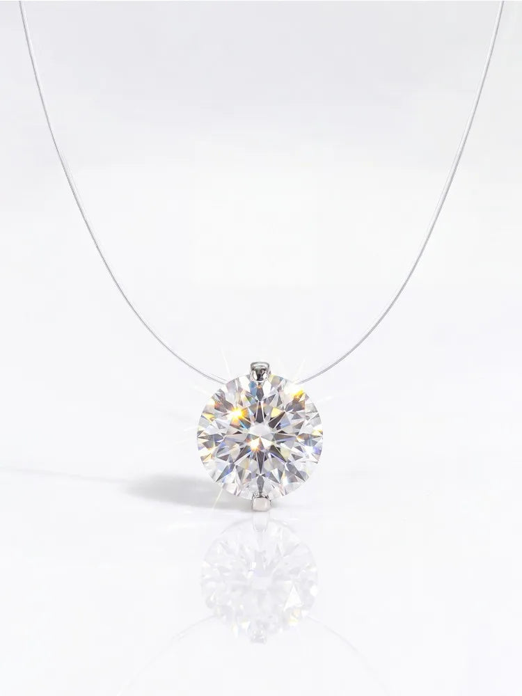 1-2CT Moissanite Diamond Classic Round Necklace For Women 925 Sterling Silver Anniversary Party High Quality Fine Jewelry