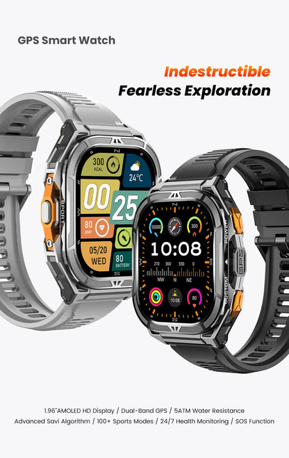 Luxury AMOLED Smartwatch Real GPS 5ATM Waterproof Smart Watch Electronic Clock Sports Wrist Digital Watches for Man Android 2026