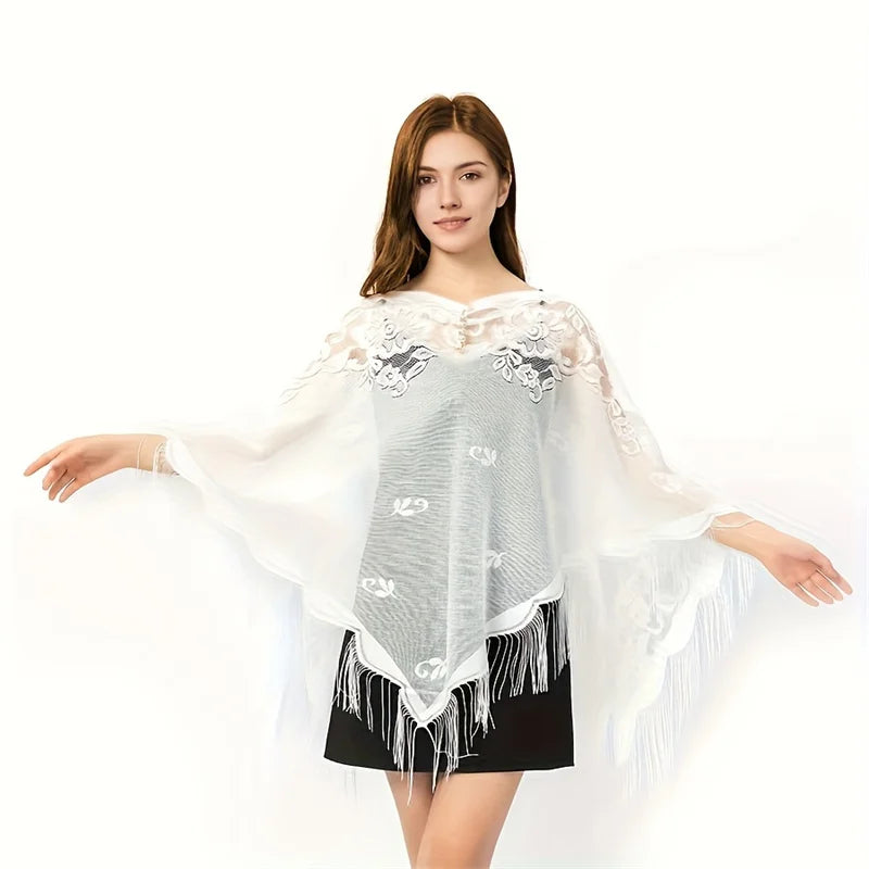 New Embroidery Lace Scarf Shawl Floral Triangular Veil Shawl For Women Party Scarf Wedding Poncho Stoles Ladies Headband Wraps