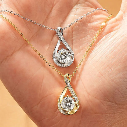 Lnngy 8MM 2.0CT Round Cut Moissanite Necklace 14K Gold Filled Infinity Pendant Necklace for Women Wedding Jewelry Gift
