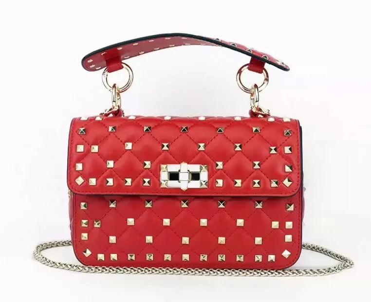 2026 New Fashion Women Sheepskin Leather Rivet Handbags Chain Bag Designer Shoulder Bags Luxury Woman Messenger Bags