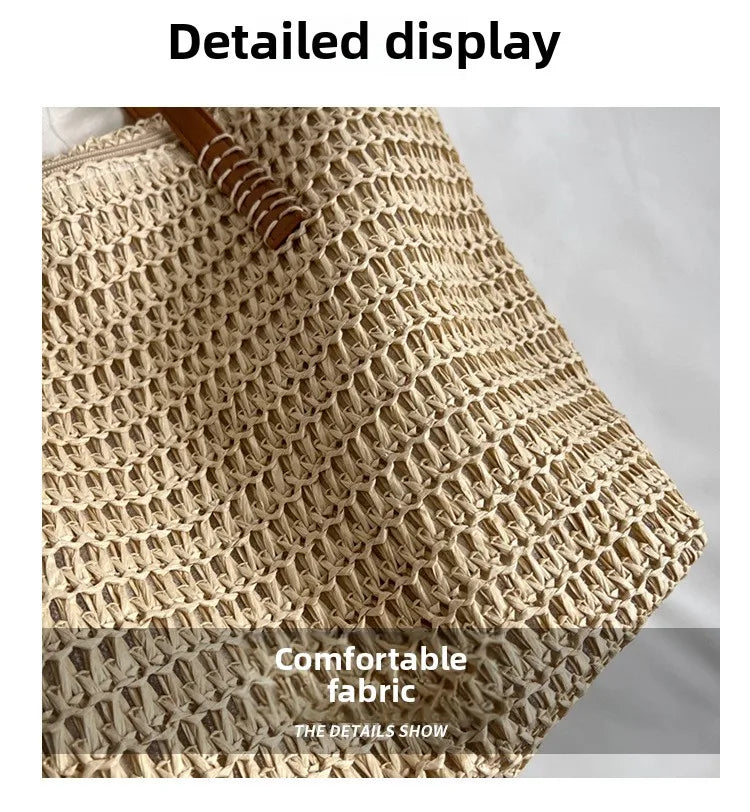 Hand-woven Women's Shoulder Handbag Bohemian 2025 Summer Fashion Straw Beach Tote Bag Travel Shopper Weaving Shopping Bags