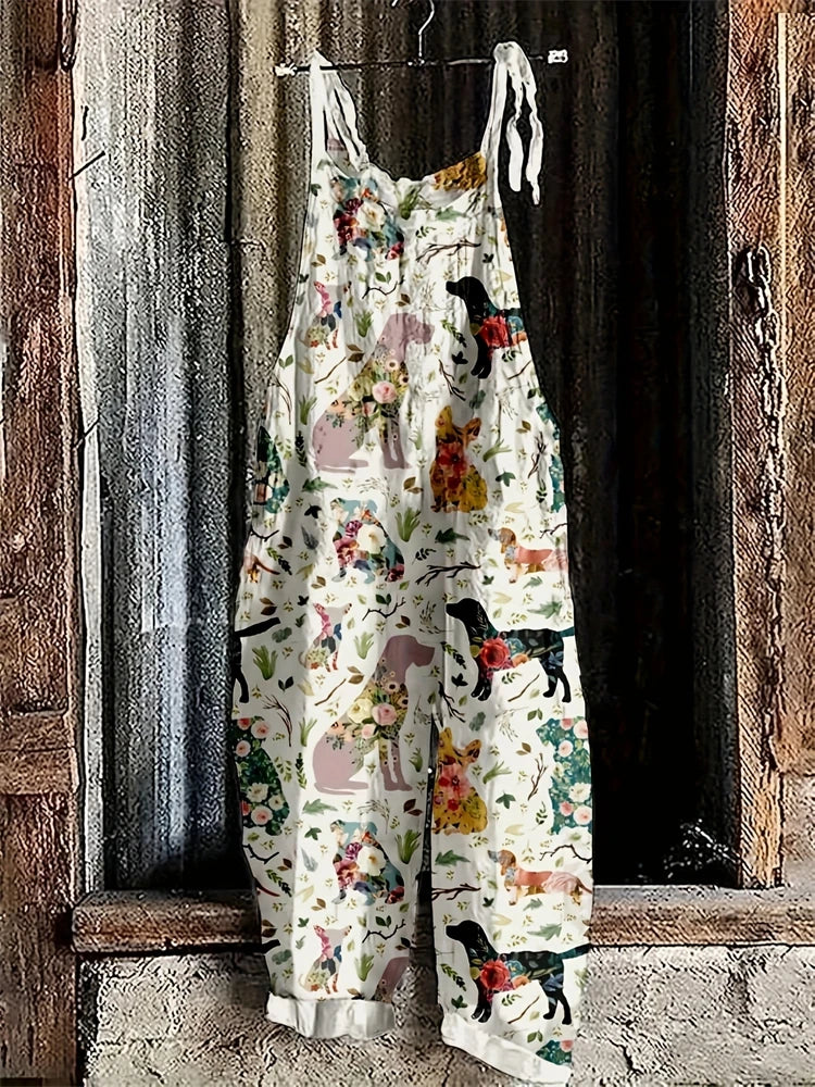 New Fashion 3D Printed Women's Jumpsuit Spring And Summer Breathable New Suspenders Home Comfort Adjustable Back Pants