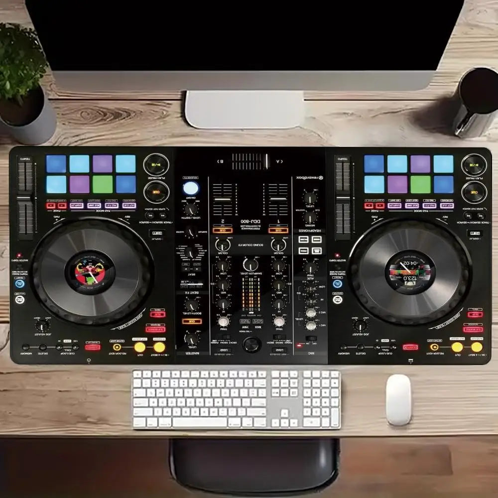 DJ Turntable Mixer Controller Music Pattern Print MousePad Large Gaming Mousepads Non-slip Laptop Tablet Mat PC Soft Pad Playmat