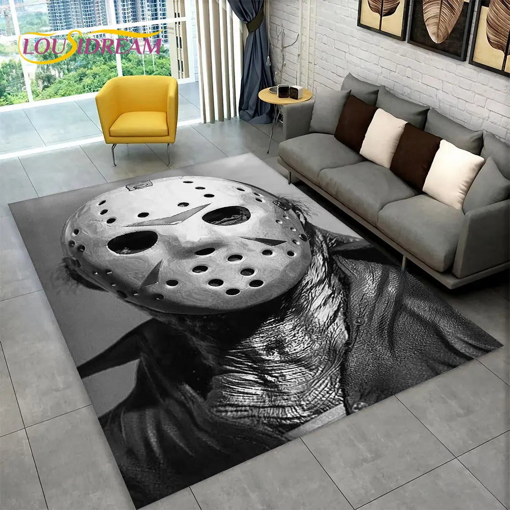 Horror Movie Character Chucky Saw Cartoon Area Rug,Carpet Rug for Living Room Bedroom Sofa Doormat Decoration Non-slip Floor Mat