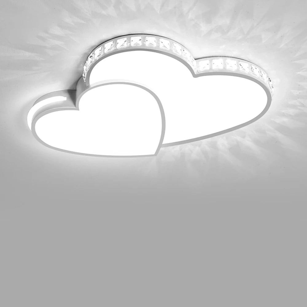 Modern Heart Shaped Ceiling Lights Crystal LED Flush Mount Lamp Cartoon Children's Room Living Room Bedroom Lamp Fixture