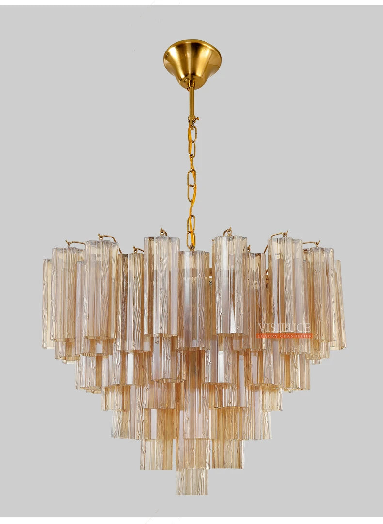 Round Murano Glass Ceiling Chandelier For Dining Living Room Bedroom Foyer Amber Glass Crystal Tube Hanging Chandelier Lights