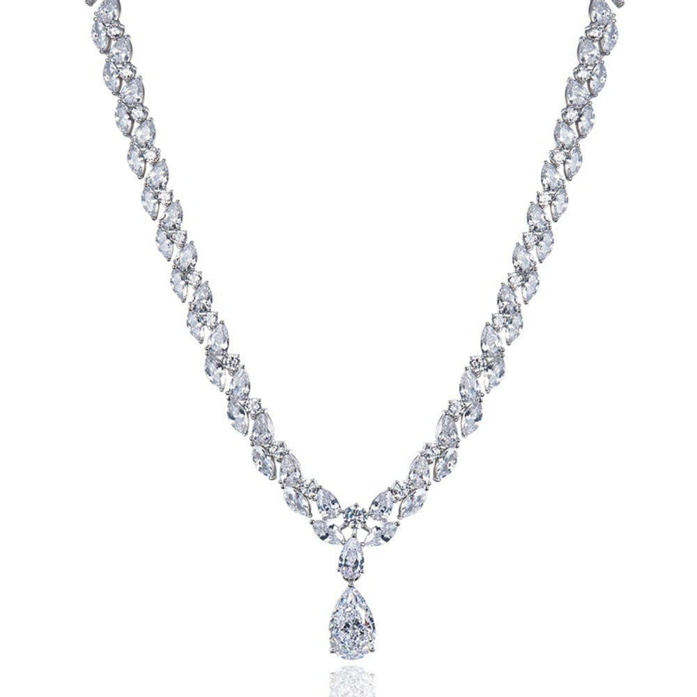 PuBang Fine Jewelry Solid 925 Sterling Silver Pear Created Moissanite Luxury Pendant Necklacefor Women Party Gifts Wholesale