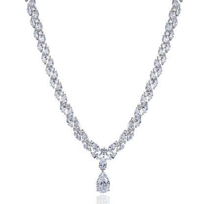 PuBang Fine Jewelry Solid 925 Sterling Silver Pear Created Moissanite Luxury Pendant Necklacefor Women Party Gifts Wholesale