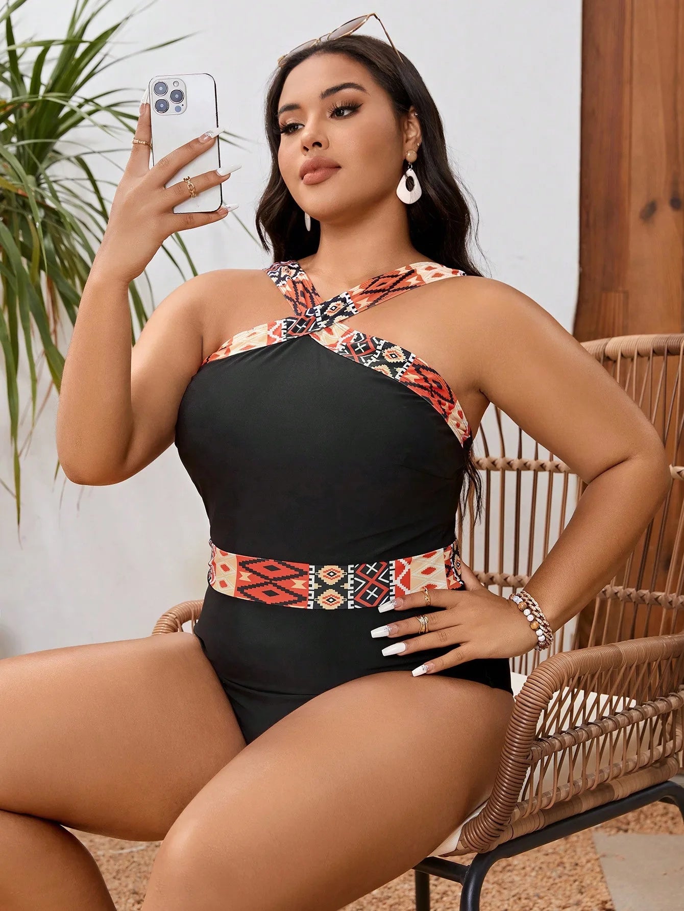 Valavalaking 2026 Sexy Patchwork Plus Size Swimwear Women Push UP Large Big One Piece Swimsuit Curvy Beach Chubby Bathing Suit