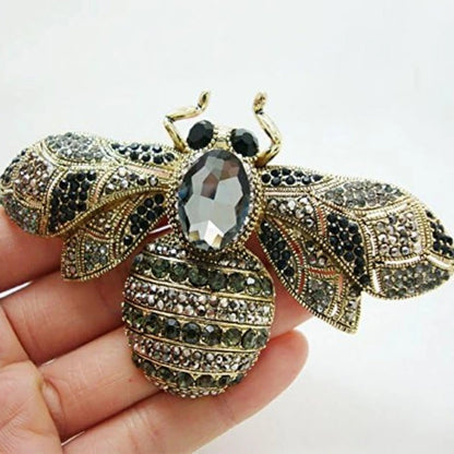 SKEDS Luxury Exaggerated Vintage Women Crystal Bee Brooch Pin Fashion Elegant Lady Exquisite Insect Rhinestone Badges