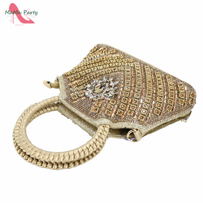 Purple Color New Arrivals Italian Design Nigerian Women Shoes and Bag Set Pointed Toe Slipper with Shinning Crystal for Party