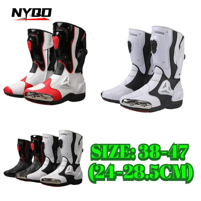 JG-Wolf Leather Motocross Boots Men Anti-slip Off Road Motorcycle Boots Adventure Touring MX MTB Dirt Bike Boots