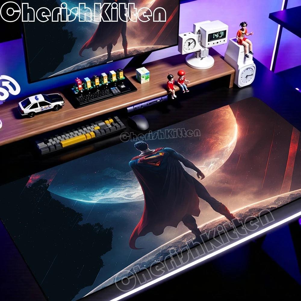 PC Office Speed Gamer Keyboard Mousepad Anime S-Superman Mouse Pad Laptop Gaming Accessories XXL Desk Mat 90x40 Non-slip Carpet
