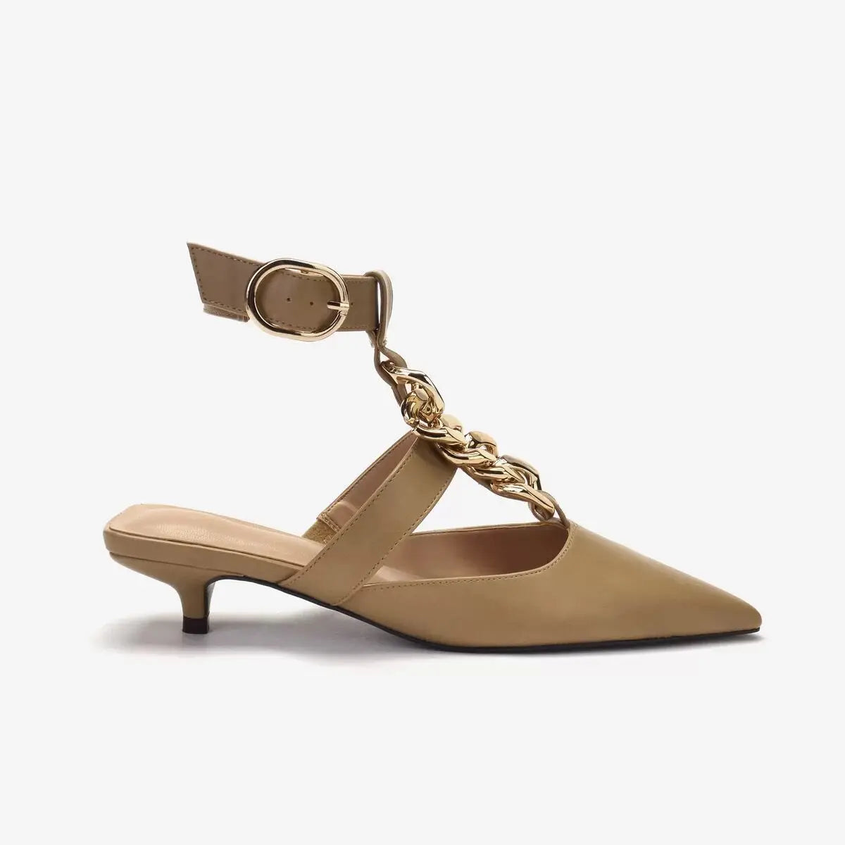 Women's Sandals Summer 2025 Design Metal Chain Adjustable Buckle Female Luxury Heeled Shoes Fashion Party Banquet Heels Ladies